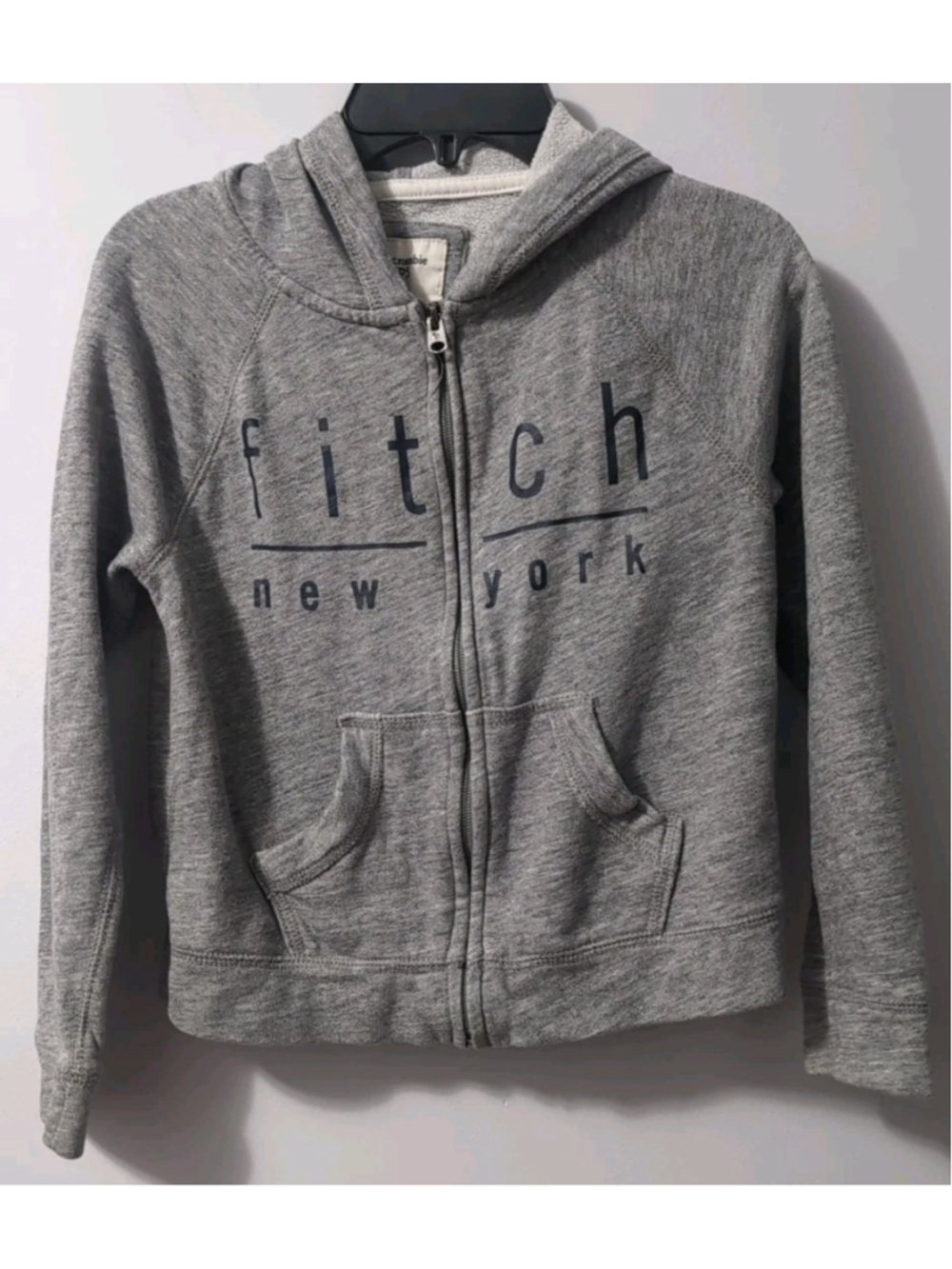 Abercrombie & Fitch New York Kid's Lightweight Full Zip Hoodie Gray 9/10 Y2K